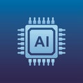 Artificial intelligence icon circuit CPU chip symbol Vector illustration. Technology innovation, futuristic technology Ai