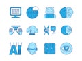 Artificial intelligence icon. Innovation smart systems engineering creative science programming robotic head network