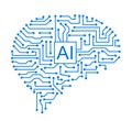 Artificial intelligence icon, machine learning and cyber mind domination concept in form of human brain, command prompt Royalty Free Stock Photo