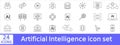 Artificial intelligence icon set. Containing robot, generative ai, virtual assistant, machine learning, smart robotic, cloud Royalty Free Stock Photo