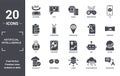 artificial.intelligence icon set. include creative elements as 360 degree, ar, page views, demographic, video console, ip filled