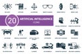 Artificial Intelligence icon set. Monochrome simple Artificial Intelligence icon collection. Big Data, Pattern Royalty Free Stock Photo