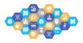 Artificial Intelligence icon set. Robotics, Chatbot, Database, Big Data web header banner