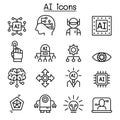 Artificial Intelligence icon set in thin line style Royalty Free Stock Photo
