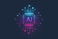 Artificial intelligence icon, sign, logo in the circuit line style. AI processor vector icon flat design. Motherboard