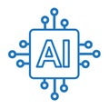Artificial intelligence icon. Simple ai system logo. Microchip processor AI