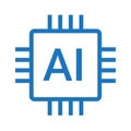 Artificial intelligence icon. Simple ai system logo. Microchip processor AI