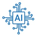 Artificial intelligence icon. Simple ai system logo. Microchip processor AI