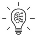 Artificial intelligence icon. Vector illustration. Symbol of innovation, engineering, idea, editable stroke, pixel Royalty Free Stock Photo