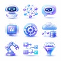 \'Artificial Intelligence Icons â Robotics, Data & Automation Set\' Royalty Free Stock Photo