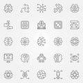 Artificial intelligence icons set. Vector robot, brain