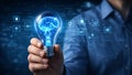Artificial Intelligence Innovation Concept with Digital Brain Inside Light Bulb Royalty Free Stock Photo