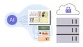 Artificial Intelligence Integrating Data Analysis with Secure Cloud Storage and Server Management Royalty Free Stock Photo