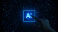 Artificial intelligence interface being touched by human hand modern technology and connectivity futuristic ai interface concept Royalty Free Stock Photo