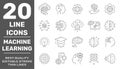 Artificial Intelligence and Internet Of Things Vector Line Icons Set. Voice Recognition, Android, Humanoid Robot, Thinking Machine Royalty Free Stock Photo