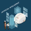 Artificial Intelligence Isometric Background