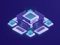 Artificial intelligence isometric icon, server room, datacenter and database concept, code repository access, programm Royalty Free Stock Photo