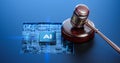 Artificial Intelligence and Justice Concept with Digital Gavel and Processor Chip Royalty Free Stock Photo