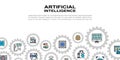 Artificial Intelligence landing page with colored icons. Robotics, Chatbot, Database, Big Data vector website concept