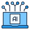 Artificial Intelligence Laptop Device vector AI Technology colored icon or symbol Royalty Free Stock Photo