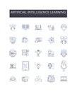 Artificial intelligence learning line icons collection. Evaluation, Feedback, Appraisal, Critique, Analysis, Review