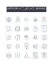 Artificial intelligence learning line icons collection. Machine learning, Cognitive computing, Deep learning, Predictive Royalty Free Stock Photo