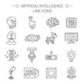 Artificial Intelligence Line Icon Set