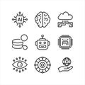 Artificial Intelligence Line Icons Set â AI, Machine Learning, Cloud Computing and Robotics Symbols Royalty Free Stock Photo