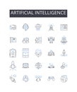 Artificial intelligence line icons collection. Machine learning, Cognitive computing, Digital automation, Autonomous Royalty Free Stock Photo