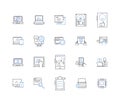 Artificial intelligence line icons collection. Neural, Machine, Program, Algorithm, Automation, Cognition, Robotics