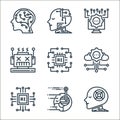 artificial intelligence line icons. linear set. quality vector line set such as artificial intelligence, android, processor, cloud Royalty Free Stock Photo