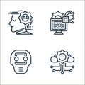 artificial intelligence line icons. linear set. quality vector line set such as cloud storage, cyborg, computer