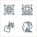 artificial intelligence line icons. linear set. quality vector line set such as artificial intelligence, cyborg, error Royalty Free Stock Photo