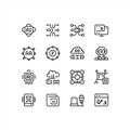 Artificial Intelligence Line Icons Set â AI, Machine Learning, Neural Network, and Automation Symbols Royalty Free Stock Photo