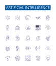 Artificial intelligence line icons signs set. Design collection of AI, Robotics, Machine Learning, Automation Royalty Free Stock Photo