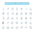 Artificial intelligence linear icons set. Algorithms, Automation, Big data, Chatbots, Cognitive, Complexity Royalty Free Stock Photo