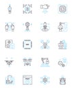 Artificial Intelligence linear icons set. Automation, Intelligence, Robotics, Algorithms, Machine learning, Neural nerks Royalty Free Stock Photo