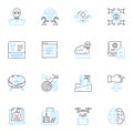 Artificial Intelligence linear icons set. Automation, Intelligence, Robotics, Algorithms, Machine learning, Neural nerks Royalty Free Stock Photo