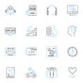 Artificial intelligence linear icons set. Automation, Robotics, Machine learning, Natural language processing, Big data Royalty Free Stock Photo