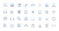 Artificial intelligence linear icons set. Automation, Robotics, Machine learning, Natural language processing, Big data Royalty Free Stock Photo