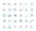 Artificial intelligence linear icons set. Automation, Robotics, Machine learning, Natural language processing, Big data Royalty Free Stock Photo
