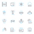 Artificial intelligence linear icons set. Automation, Robotics, Neural, Cognition, Analytics, Machine Learning Royalty Free Stock Photo