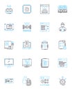 Artificial intelligence linear icons set. Robotics, Automation, Machine Learning, Algorithms, Neural Nerks, Expert Royalty Free Stock Photo
