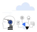 Artificial Intelligence Linking Concepts of Cryptocurrency, Real Estate, and Data Analytics in Cloud Environment Royalty Free Stock Photo