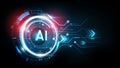 Artificial Intelligence Logo on futuristic technology background, AI disruption concept, digital Hud futuristic, vector Royalty Free Stock Photo