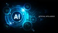 Artificial Intelligence Logo on futuristic technology background, AI disruption concept, digital Hud futuristic, vector Royalty Free Stock Photo