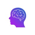 Artificial intelligence logo icon digital face. Artificial software human head brain technology