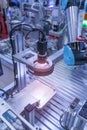 artificial intelligence machine with camera sensor working in factory
