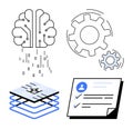 Artificial Intelligence, Machine Learning, Digital Process Automation and Technology Concept Elements Royalty Free Stock Photo