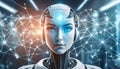 Artificial intelligence and machine learning, featuring symbols like a robot, neural networks, and data patterns symbolizing Royalty Free Stock Photo